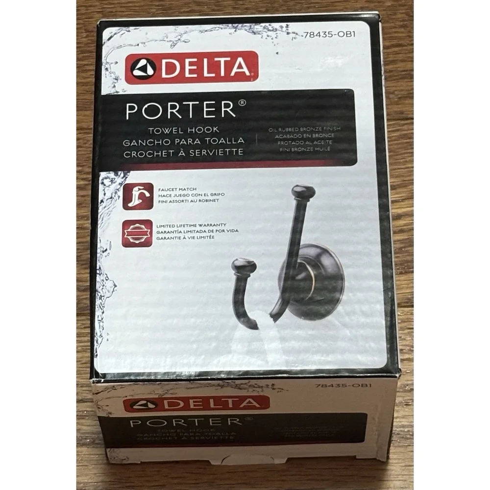 Delta 78435-OB1 Porter Multi-Purpose Robe Towel Hook, Oil Rubbed Bronze